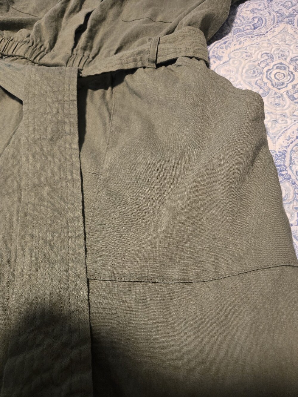 I.N.C. International Concepts Linen Blend Women's 16 Olive Safari Jumpsuit NWT - Picture 6 of 16
